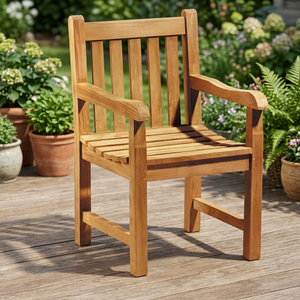 High Quality Solid Wood Modern Design Outdoor Dining <b>Chair</b> with Armrests for Park <b>Kitchen</b> & Courtyard Use - Product Image 3