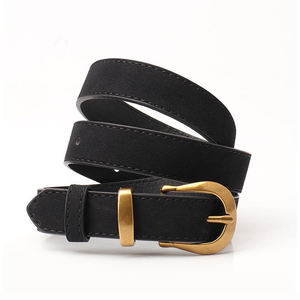 เข็มขัดหนังเทียมแบบเข็มสำหรับผู้หญิง, เข็มขัดหนังฟอกทองหัวเข็มขัดคาวเกิร์ลสำหรับชุดเดรสยีนส์กว้าง2.3ซม. - Product Image 1