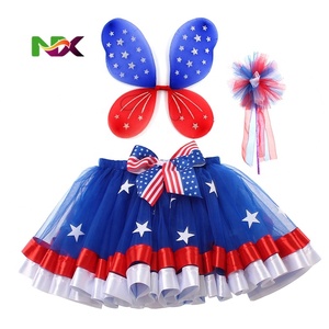 Faldas Tutú con Estrellas Rojas, Blancas y Azules para el 4 de Julio, Collar Americano, Lazos y Broches Patrióticos para el Cabello, Disfraces de Ecoparty, TV y Cine - Product Image 2