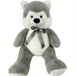 Peluche de husky personalizado, gris y blanco, peluche de husky siberiano, peluche de husky grande sentado - Product Image 1