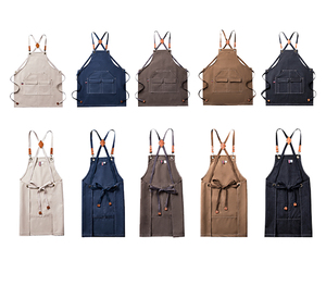 Delantal de Lona de Mezcla de Algodón con Logotipo Personalizado, Tirantes Cruzados, Bolsillos Grandes, Resistente y Lavable para Baristas de Cafeterías - Product Image 5