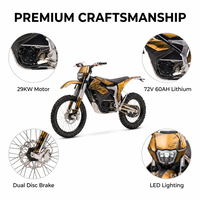 Motocross Eléctrica de Alta Potencia 29KW 72V60Ah 120km/h Velocidad Máxima 120km Autonomía Con Marcha Atrás Motocicleta Todoterreno para Adultos Similar a Surron