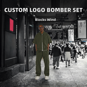 Blouson Bomber Homme Personnalisé avec Logo ODM, Fermeture Éclair Avant, Léger en Toile, Coupe-Vent, Ensemble Pantalon Cargo, Finition Premium - Product Image 2