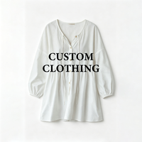 Vêtements pour femmes sur mesure OEM, collection automne-printemps, en coton et lin, boutonnés devant, avec nœud à la poitrine, coupe ample, épaules tombantes, grandes tailles pour femmes
