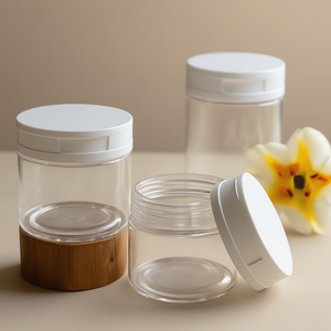 Độc đáo miệng rộng Pet nhựa mỹ phẩm lật Top bông Pad <span class=keywords><strong>Jar</strong></span> rỗng Toner Pad <span class=keywords><strong>Jar</strong></span> với nhíp - Product Image 3