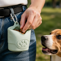Sac à nourriture pour chien en silicone, étanche, sans BPA, portable, pour l'entraînement, sac de taille pour animaux de compagnie pour l'extérieur