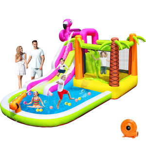 HAPPY Castle <b>House</b> <b>Inflatable</b> Flamingo Jump Bouncer Set Oxford <b>House</b> Castle <b>House</b> <b>Inflatable</b> HAPPY C - Product Image 1