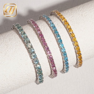 สร้อยคอเทนนิสทรงกลมประดับมอสซาไนต์เงินแท้ S925 สร้อยข้อมือเทนนิสเพชร เครื่องประดับฮิปฮอปสุดหรู ของขวัญสำหรับผู้ชายและผู้หญิง - Product Image 1