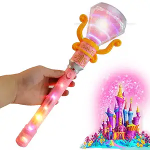 High Quality Plastic Magic Wand 10 Lamp Music Diamond Spinning Light Up Toy Led Flashing