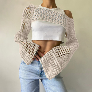 <span class=keywords><strong>Pull</strong></span> décontracté ultra court à manches courtes pour <span class=keywords><strong>femme</strong></span>, 100 % <span class=keywords><strong>coton</strong></span>, anti-boulochage, avec logo frontal - Product Image 3