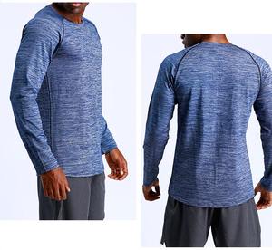 2025 <span class=keywords><strong>da</strong></span> uomo a manica lunga Fitness <span class=keywords><strong>palestra</strong></span> <span class=keywords><strong>da</strong></span> corsa Tshirt a compressione rapida e asciutta leggera a buon mercato sport tinta unita maglia Slim Fit 180g - Product Image 4