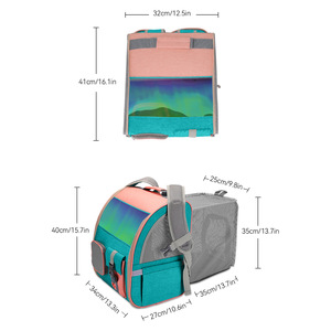 <b>Foldable</b> Colorful Pet <b>Backpack</b> For Dogs And Cats Portable Expandable Pet Bag 18000 Capacity Gray Iridescent Blue - Product Image 5