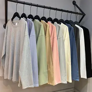 Áo Phông Ngoại Cỡ Phi Giới Tính Cotton Nguyên Chất Dài Tay Cổ Tròn Thiết Kế Tùy Chỉnh Tay Dài