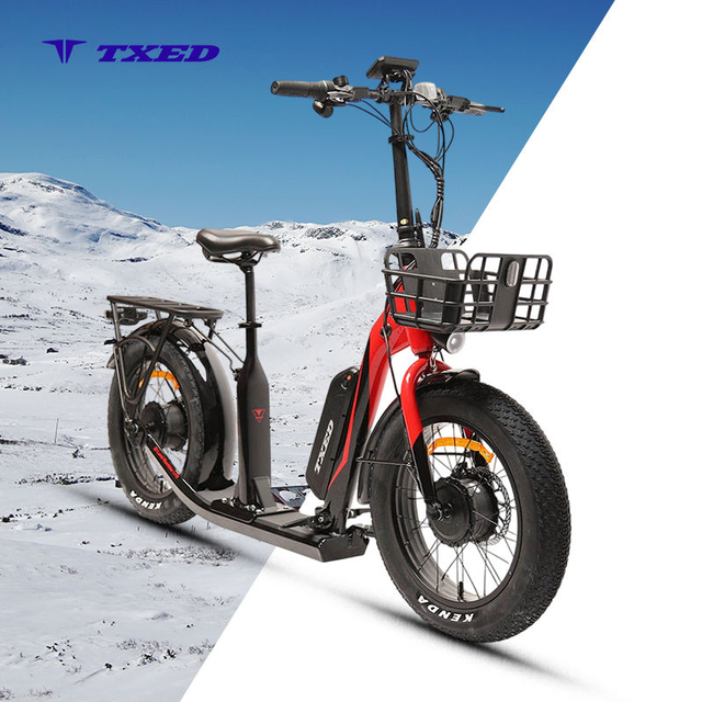 TXED Fashion 20x4.0 Alloy Electric Scooter 250W Double Hub Motor 10.4Ah Lithium Battery Disc Brake 30km Scooter Ebike
