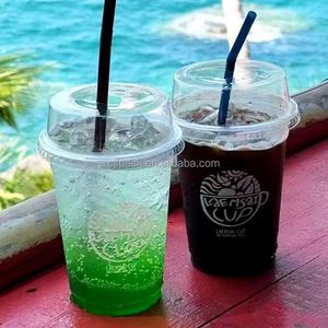 CJF Custom Logo Single Wall Silk Screen Printed PET <b>Plastic</b> <b>Cups</b> 12oz/16oz/24oz for Iced Coffee Juice & Smoothies - Product Image 5