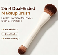 Pinceau de maquillage double embout avec poils synthétiques de qualité supérieure et étui de voyage pour le mélange de fond de teint