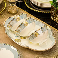 Service de table en porcelaine fine céramique, style nordique minimaliste, motif végétal, compatible micro-ondes, luxe léger, cadeau souvenir, ensemble de bols et assiettes