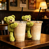 En gros Mini ours en peluche doux avec fermeture auto-agrippante pour ornement de tasse de café ou de bubble tea, porte-clés de sac