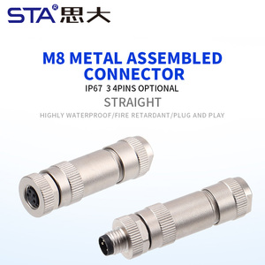 M8 Aviation Plug 3 4 Pin Straight Male Female Head Metal <strong>Assembled</strong> Shielded Waterproof Connector IP67 Screw PG7 a B D <strong>Code</strong> - Product Image 5