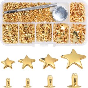 YORANYO Kit de Remaches de Cuero de Tamaños Variados para Adornos de Estrellas, Tela, Color Dorado, Manualidades, Reparación y Decoración de Chaquetas, Zapatos y Bolsos - Product Image 1