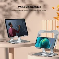 360 °   Support de bureau pliable et rotatif en métal réglable de 4 à 15 pouces pour tablette et téléphone portable, support pour iPad Pro Air Mini