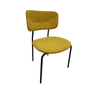 Offre spéciale <span class=keywords><strong>Chaise</strong></span> de salle à manger en velours <span class=keywords><strong>jaune</strong></span> de luxe Design moderne de style français avec fonction de refroidissement Salle à manger Restaurant - Product Image 2