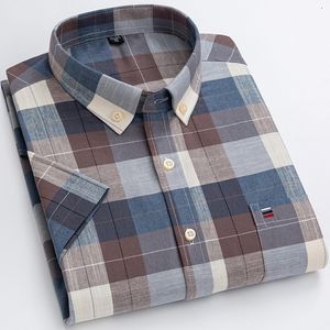 Precio de fábrica algodón Oxford fino verano nueva camisa de manga corta hombres Casual Slim medio con Color sólido Fashio - Product Image 6