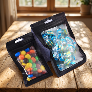 Bolsa al por mayor con sellado de 3 lados y ventana, resellable, con cierre zip, a prueba de fugas, con muesca de fácil apertura, bolsa plana con cremallera, directo de fábrica, MOQ bajo - Product Image 1