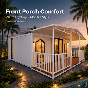 Casa Contenedor Prefabricada Moderna con Estructura de Acero y Porche, Solución de Vivienda Impermeable e Ignífuga, Lista para Enviar desde Almacén en EE. UU. - Product Image 1