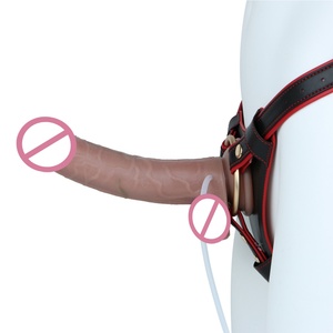 S8036-ZS Godemiché réaliste en silicone double couche avec fonction de pulvérisation, harnais de fixation réglable pour hommes et femmes, masturbateur - Product Image 5