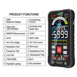 GVDA True RMS <b>Smart</b> Auto Range 1000V 10A Tester Meter Ohm Hz Capacitance REL AC DMM Multitester Top Sell - Product Image 2
