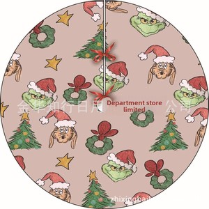 Gonna per Albero di Natale Rotonda in Velluto con Stampa <span class=keywords><strong>Grinch</strong></span> e Fiocchi di Neve per Feste - Product Image 1