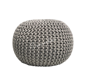 Eco-Friendly Round Water Hyacinth <b>Stool</b> Ottoman for Bed Room or Living Room Floor Chair - Product Image 1