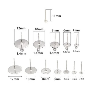 Stainless Steel Flat Round <b>Earring</b> <b>Posts</b> For <b>Earring</b> Making 10mm Diameter 20mm Height Jewelry Findings Components - Product Image 4