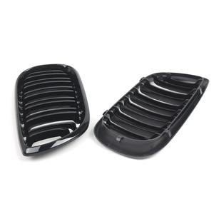 Parrilla delantera para BMW E46 Serie 3, negro brillante, doble línea, plástico ABS, para actualización o reequipamiento. - Product Image 1