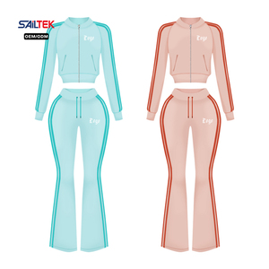 Ensemble deux pièces personnalisé en <span class=keywords><strong>velours</strong></span> : veste zippée et <span class=keywords><strong>pantalon</strong></span> évasé, survêtement rose en <span class=keywords><strong>velours</strong></span> rayé pour <span class=keywords><strong>femme</strong></span>, idéal pour les grandes tailles - Product Image 3