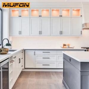 Американский стиль белый дубовый шейкер кухонный шкаф островная мебель набор из массива дерева кухонные шкафы оптом дизайн - Product Image 1