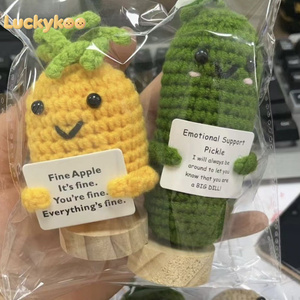 Luckykoo Vente en gros de jouets et cadeaux mignons en fil tressé à la main, poupées légumes en crochet à énergie positive - Product Image 5