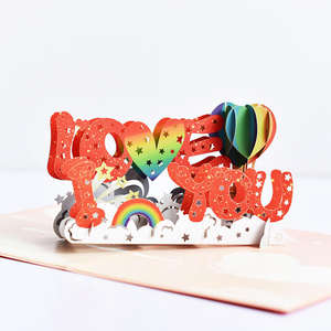 Carte en papier 3D créative pop-up, douce et romantique, invitation « Joyeuse Saint-Valentin », impression 4 couleurs, vernis UV, prête à être expédiée - Product Image 2