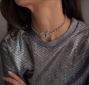 Collier ras de cou en acier inoxydable personnalisé, style antique, cadenas en argent, grand médaillon en forme de cœur, chaîne de collier en forme de cœur, style <span class=keywords><strong>uno</strong></span> De 50 - Product Image 4