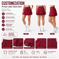 Jupe de tennis personnalisée pour femme, double couche, plissée thermocollée, avec short de sécurité intégré, taille élastique, poches latérales, superposition avant