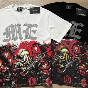 Nouvelle collection 2025 – T-shirt ample à manches courtes en coton imprimé intégral avec logo Angel rétro et strass, style hip-hop, de la marque américaine de mode transfrontalière EM. - Product Image 2