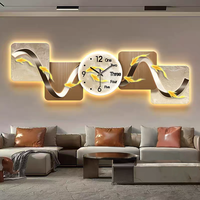 Moderne Luxuriöse Nordische Große 3D Hängende Kreative Wandkunst Mit Uhr Wohnzimmer Sofa Hintergrund Fisch-Wand-LED-Lichtbild