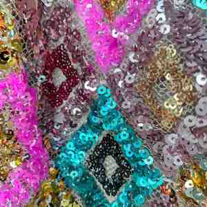 Bán buôn tùy chỉnh floeal dệt Polyester lưới vàng đỏ sequin ren vải cho phụ nữ ăn mặc, hometextile - Product Image 5