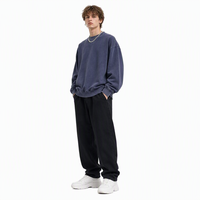 Sweat-shirt ample à col ras du cou Mineral Wash avec poignets côtelés, effet vintage délavé, style streetwear, pour un usage quotidien décontracté