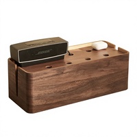 Organisateur de câbles en bois massif, boîte de rangement décorative rectangulaire pour prise de courant, gestionnaire de câbles de données, boîte en bois portable pour batterie externe