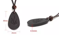 Pendentif en Lave Noire et Collier Pendentif Énergétique Quantique Goutte d'Eau
