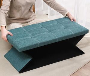 Multifunctional Fabric Storage <strong>Ottoman</strong> Stool Folding Storage <strong>Bench</strong> <strong>Ottoman</strong> for Home Living Room Outdoor Bedroom - Product Image 5