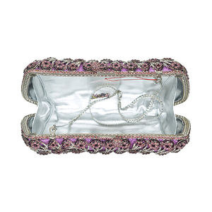 Pochette de soirée florale en strass pour femmes, avec bandoulière en chaîne, sac à main de cocktail scintillant perlé, doré - Product Image 5