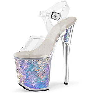 Sandals for Women and Ladies with Heels Transparent Crystal Ladies 15CM 17CM 20cm Peep Toe Platform <b>Shoes</b> Sexy Women High Heels - Product Image 3